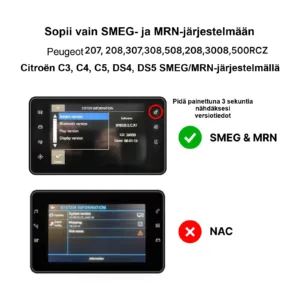 Langaton Apple CarPlay & Android Auto -moduuli Peugeot Citroën SMEG MRN -järjestelmään